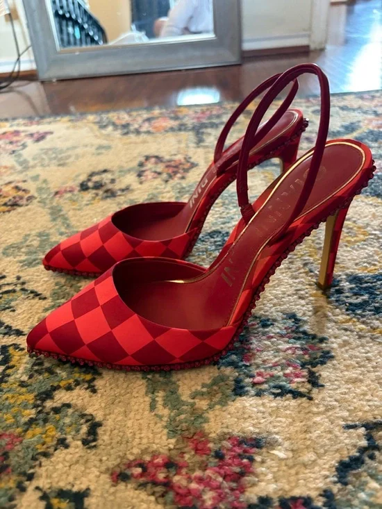 Gianni Bini Red Checkered Slingback Pumps - Picture 2 of 2